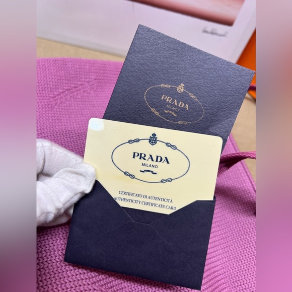 Prada Pink Wool Shoulder Tote Bag w/ Leather Trim on Handle-65AuthenticityCard - Picture 4 of 15